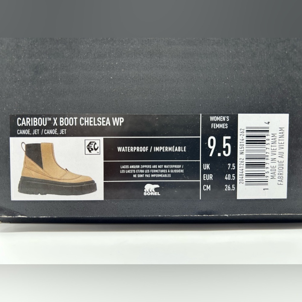 Sorel Caribou X Chelsea WP Tan Waterproof Chunky Lug Boots Women’s 9.5 NIB - Picture 13 of 15